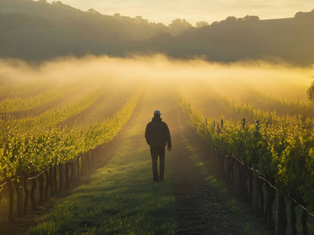 Man walking in the vineyard